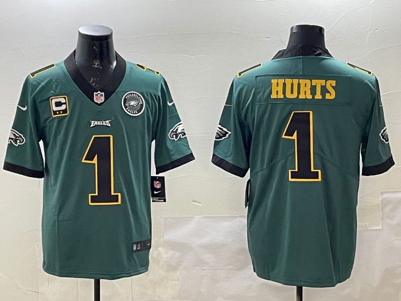 Men Philadelphia Eagles #1 Hurts Green gold 2025 Nike Vapor Limited NFL Jersey style 3->philadelphia eagles->NFL Jersey